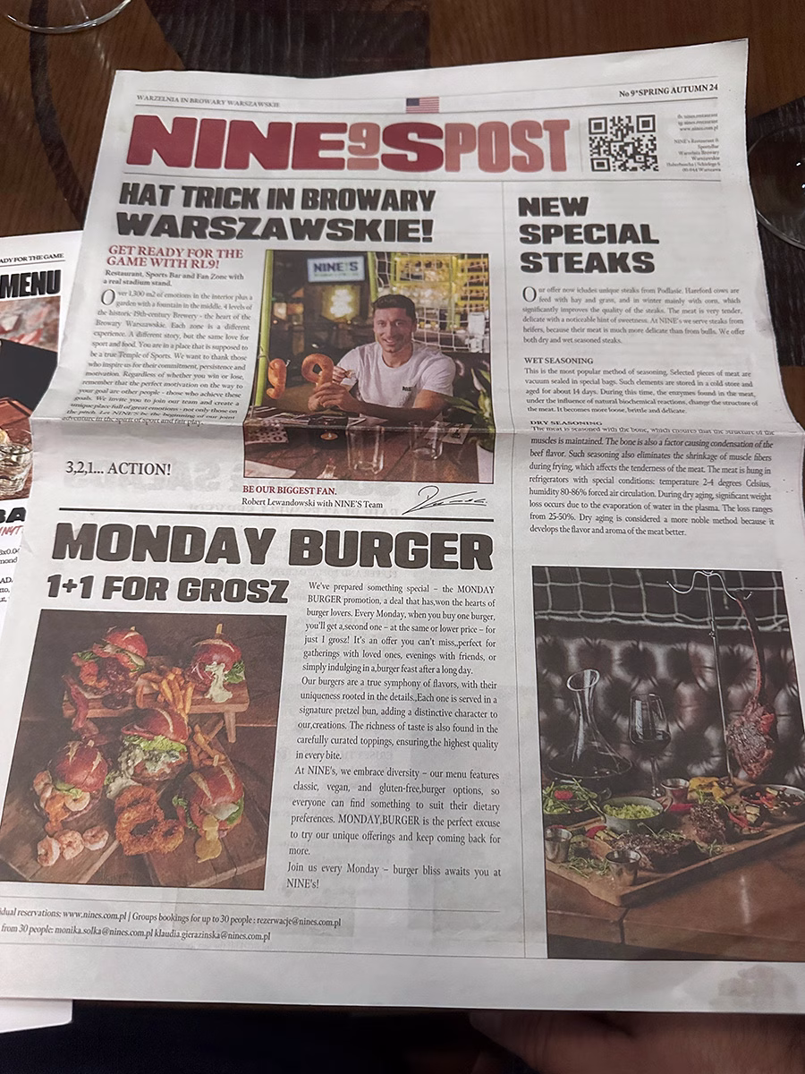 Το Μενού του Nine’s Restaurant & Sports Bar: Δύο Χώροι, Δύο Μοναδικές Εμπειρίες